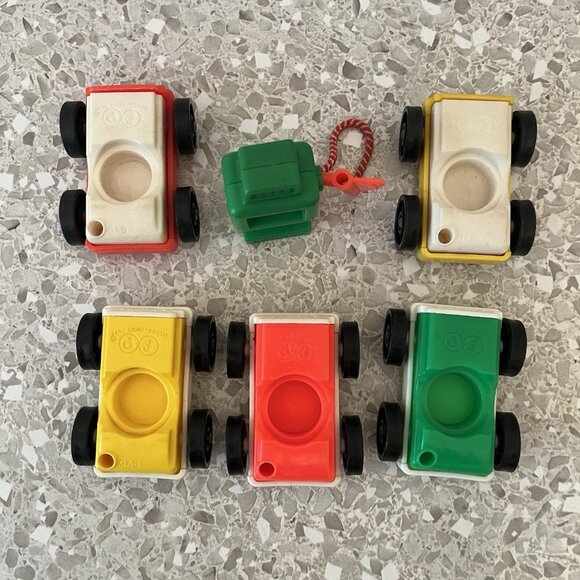 1970s Fisher Price Little People Cars Single Seat Hole & Gas Pump Lot of 6 Multi - Picture 1 of 6